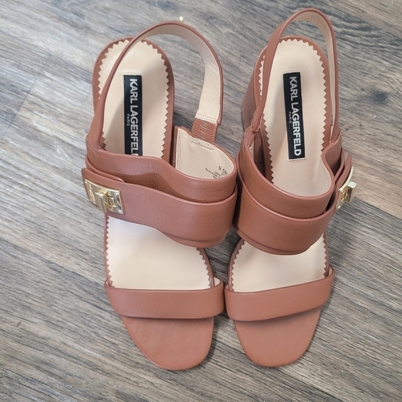 Karl Lagerfeld Paris Jaylynn brown heeled sandals size 9.5 - Picture 2 of 9